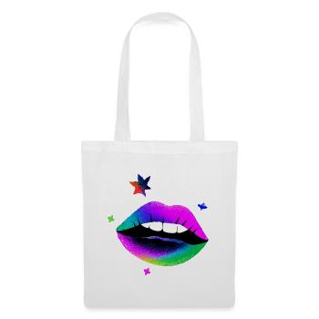 Lèvres arc-en-ciel Pop Art Neon - Sac en tissu - blanc - Devant