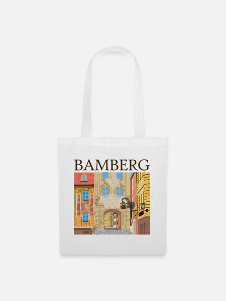 Bamberg, Bayern Handzeichnung - Stoffbeutel - Weiß