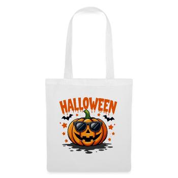 Halloween Kürbis mit Sonnenbrille - Stoffbeutel - Weiß - Vorne