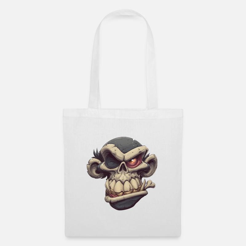 Monkey Skull Grin - Stoffbeutel - Weiß