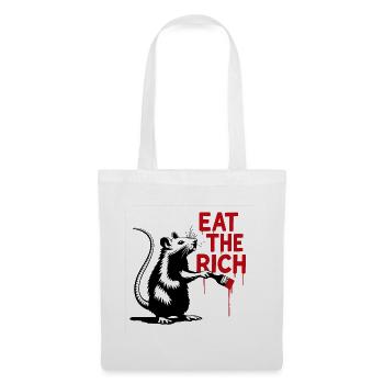 Ratte mit Botschaft Eat the Rich - Stoffbeutel - Weiß - Vorne