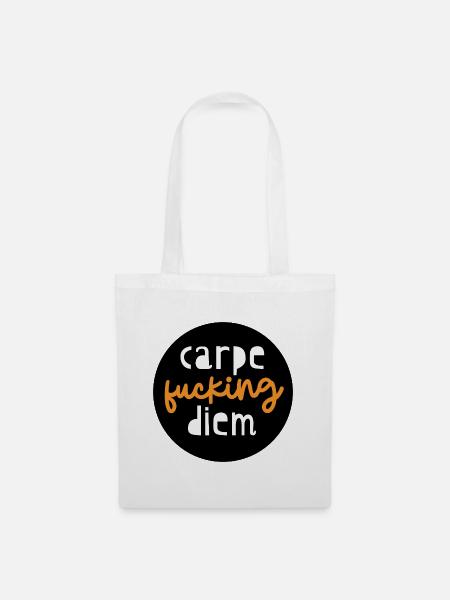 "carpe fucking diem" - Stoffbeutel - Weiß