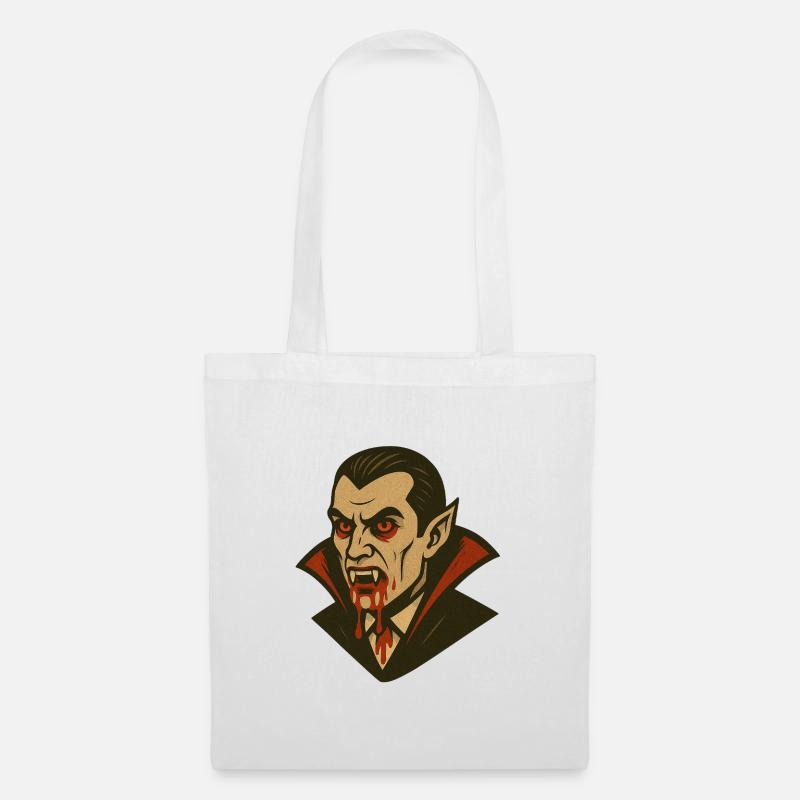 Vampir Dracula Illustration Retro-Stil Halloween - Stoffbeutel - Weiß