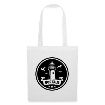 Leuchtturm Borkum Maritimes Emblem - Stoffbeutel - Weiß - Vorne