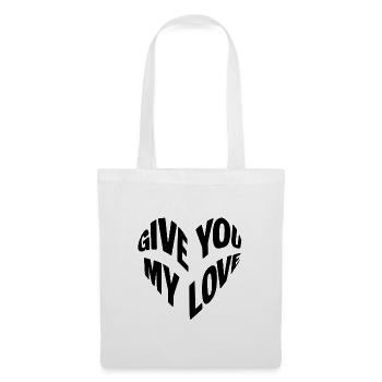 Cœur « Donne-toi mon amour » - Sac en tissu - blanc - Devant