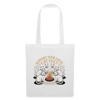 Soutenez votre culte de chat local - T-Shirt Chat Drôle - Sac en tissu - blanc - Devant