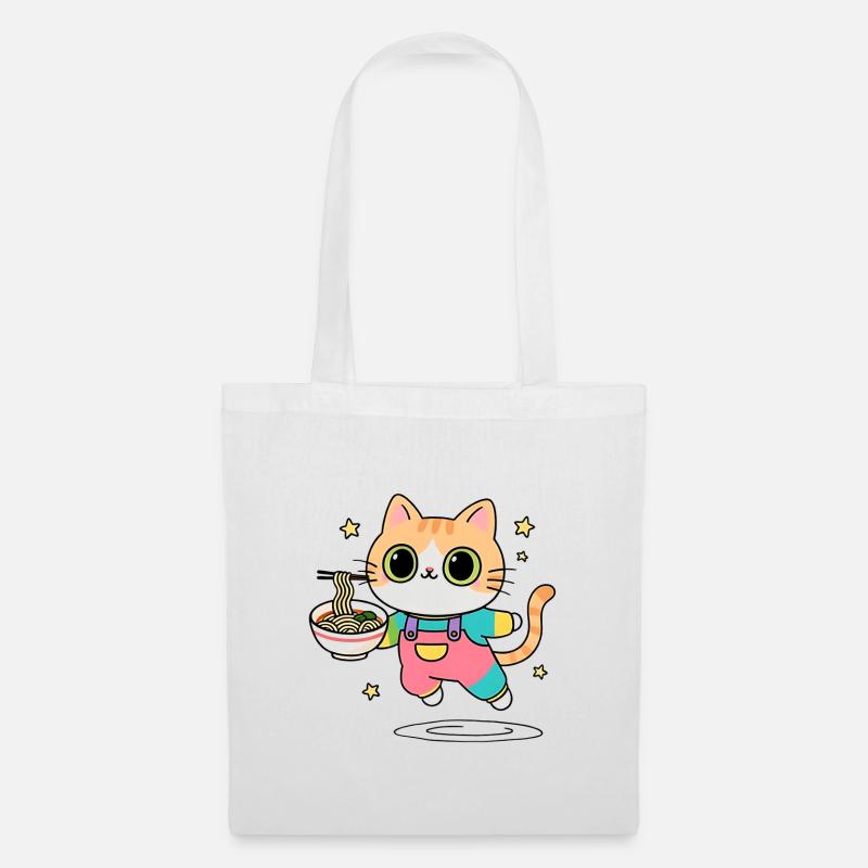 Chat bol de Ramen Multicolore - Sac en tissu - blanc