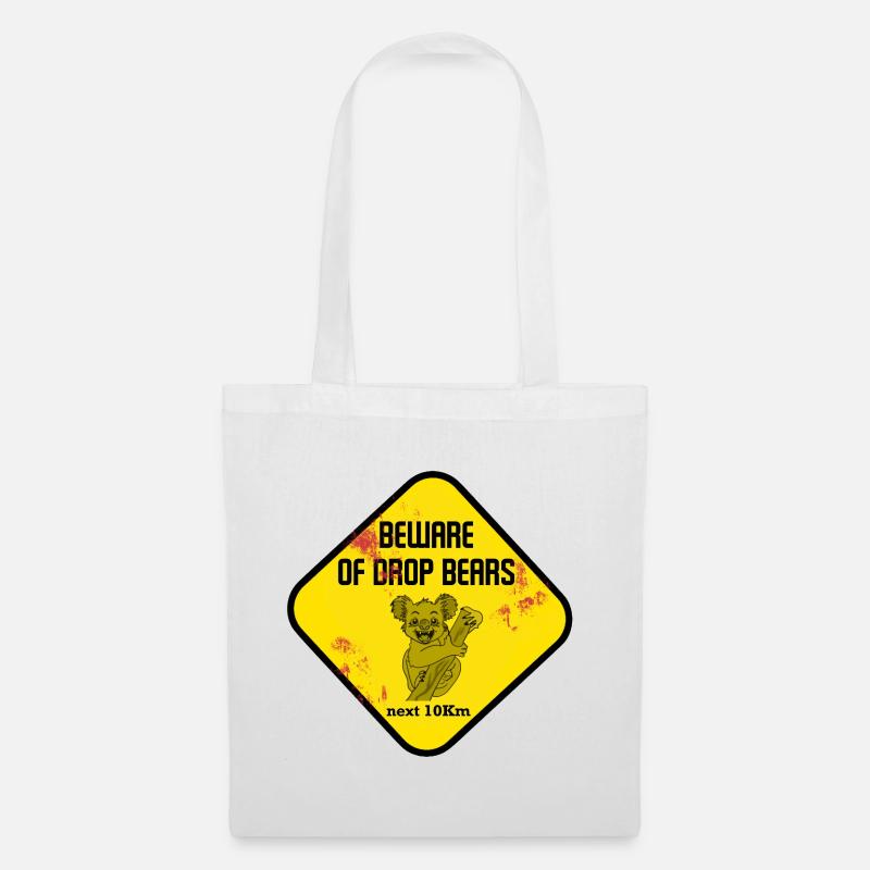 Warnschild Drop Bears - Stoffbeutel - Weiß