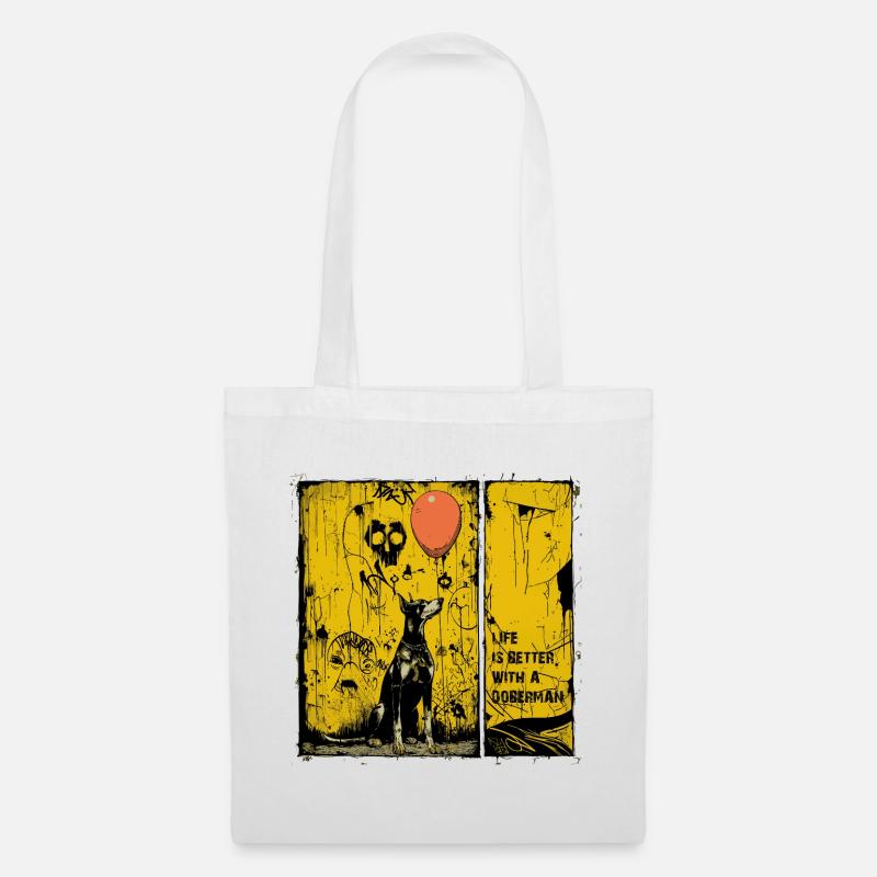 Life is Better with a Doberman | Comic Noir Stil - Stoffbeutel - Weiß