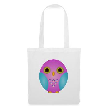 Hibou lavande avec ailes cyan - Sac en tissu - blanc - Devant