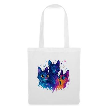 Trio de chats néon Galaxy - Sac en tissu - blanc - Devant