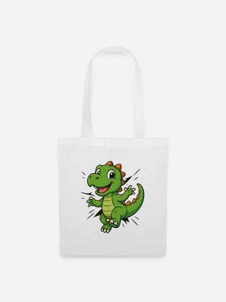 Süßer Comic Dino – Kinder & Dinosaurier Fans - Stoffbeutel - Weiß
