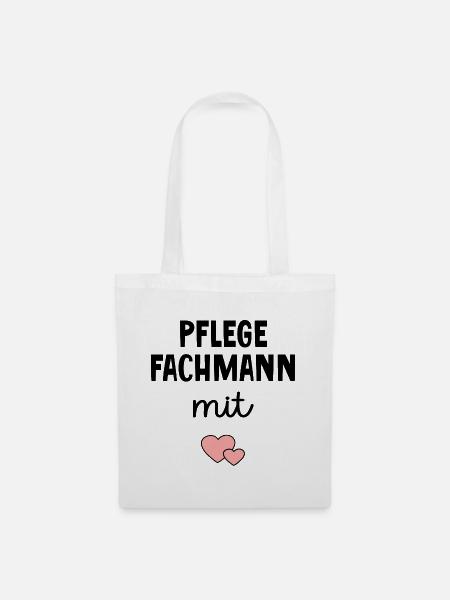 Pflege Pflegefachmann mit Herz - Stoffbeutel - Weiß