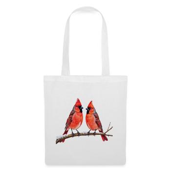 Twin Cardinals im Winter - Stoffbeutel - Weiß - Vorne