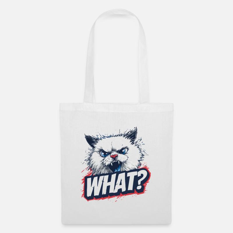 Wütende Katze – What? Design - Stoffbeutel - Weiß
