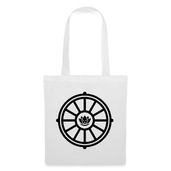 Dharma Rad mit Lotus | Buddhismus Symbol - Stoffbeutel - Weiß - Vorne
