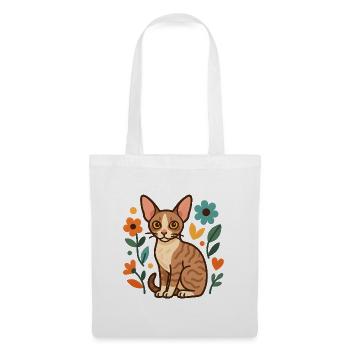 Chat Rex de Cornouailles parmi les fleurs - Sac en tissu - blanc - Devant