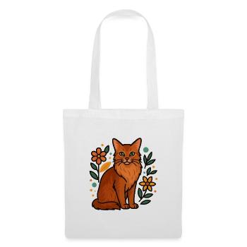 Chat somalien et fleurs - Sac en tissu - blanc - Devant