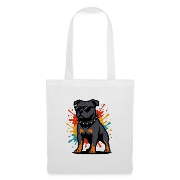 Farbexplosion Staffordshire Hund mit Brille - Stoffbeutel - Weiß - Vorne