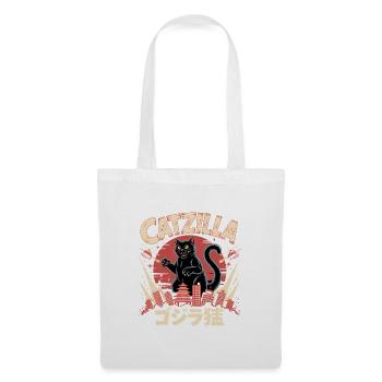 Catzilla - Logo de chat mignon - Sac en tissu - blanc - Devant