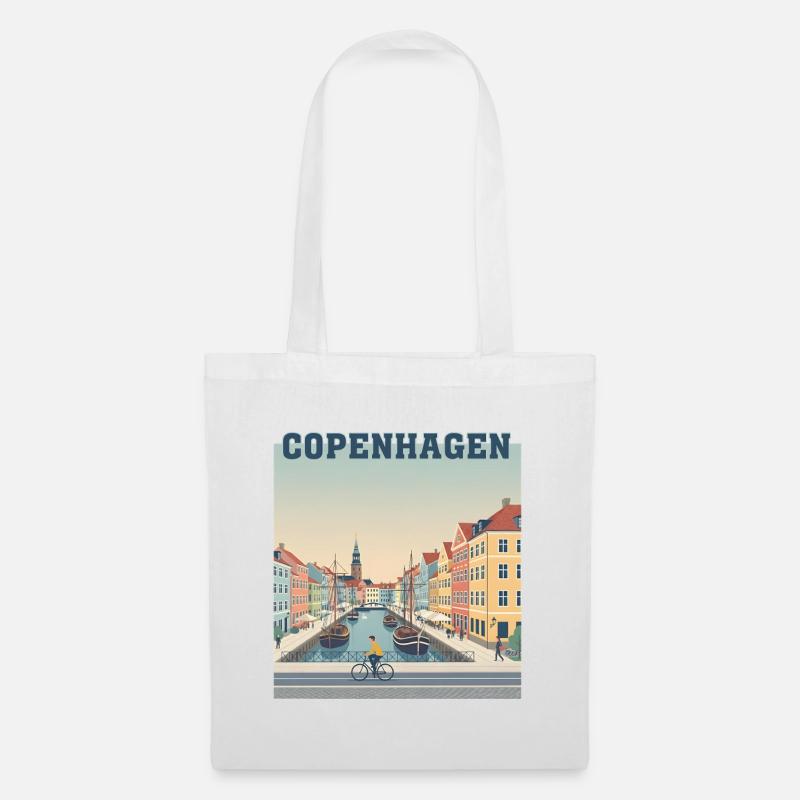 Kopenhagener Kanallandschaft Pastellhafen - Stoffbeutel - Weiß