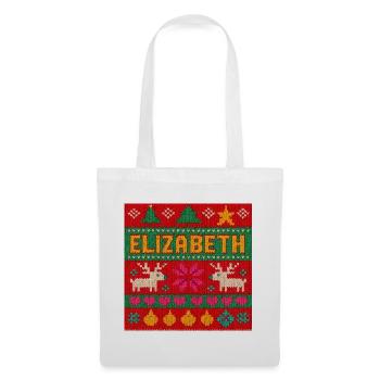 Festlicher Name Elizabeth Hässlicher Weihnachtsstil, Weihnachten - Stoffbeutel - Weiß - Vorne