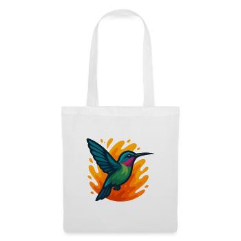 Colorful hummingbird against flaming background - Tote Bag - white - Front