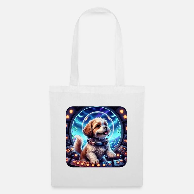 Cosmic Pup in Space Capsule - Tote Bag - white