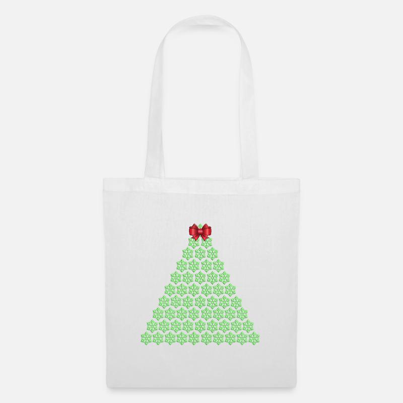 Schneeflocken-Weihnachtsbaum mit Schleife - Stoffbeutel - Weiß