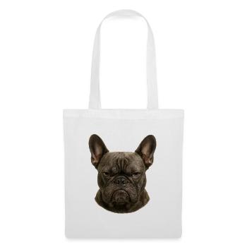 Ernster Franz Bulldogge Kopf - Stoffbeutel - Weiß - Vorne