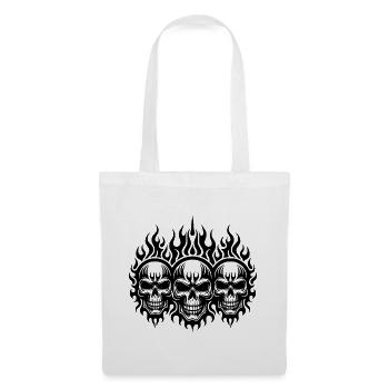 Three Fierce Skull Flames Tattoo Tribal Style - Tote Bag - white - Front