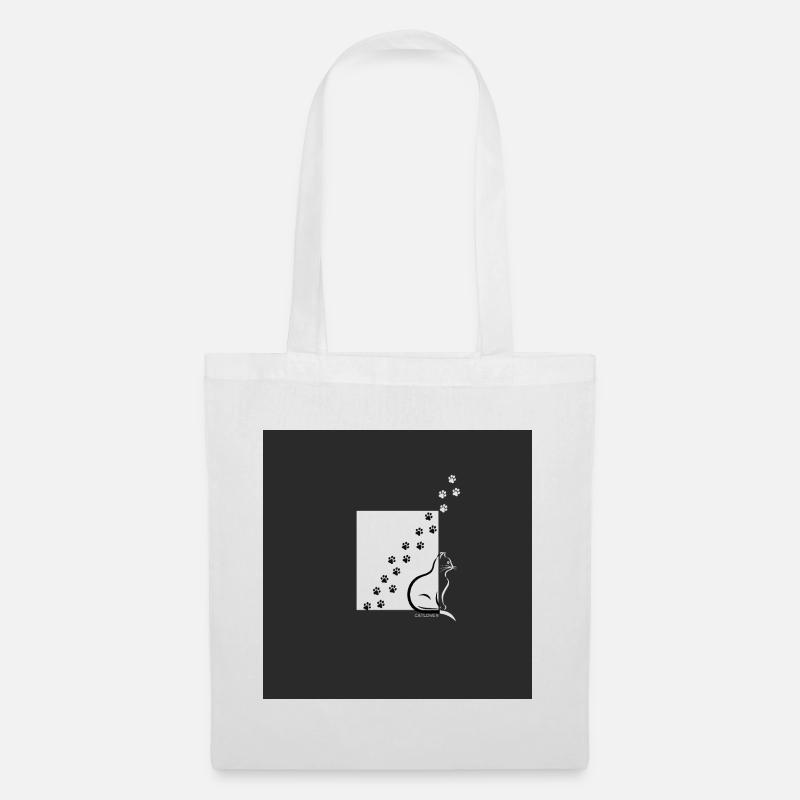 Paw Path Cat Silhouette - Tote Bag - white