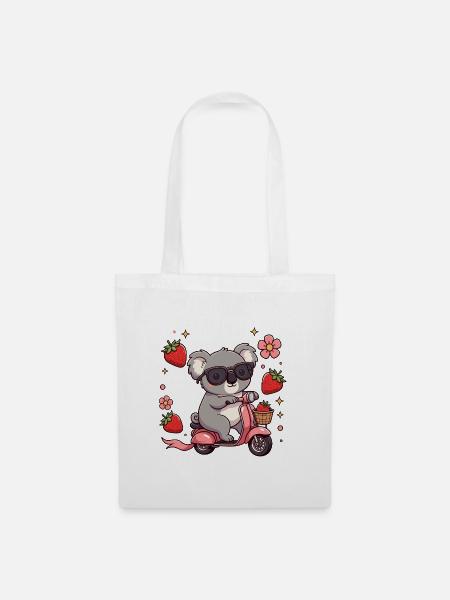 Cooler Koala-Rollerfahrer Kawaii Sommerkunst - Stoffbeutel - Weiß