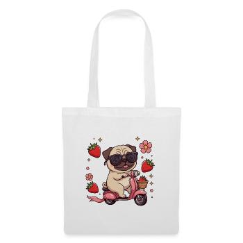 Cool Pug Scooter Fahrer Kawaii Sommerkunst - Stoffbeutel - Weiß - Vorne