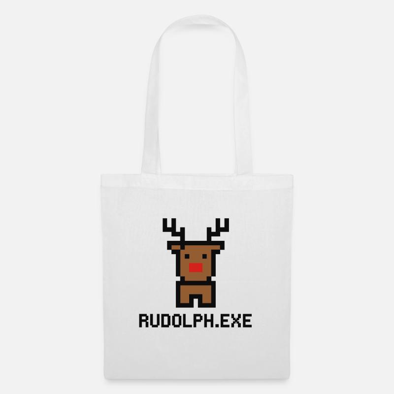 Rudolph.exe Pixel Rentier - Stoffbeutel - Weiß