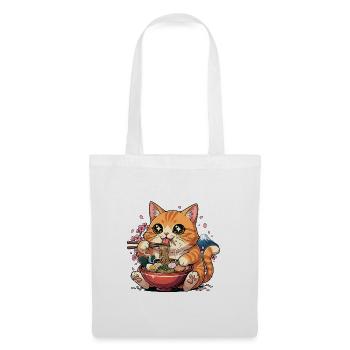 Chat ramen kawaii Mont Fuji - Sac en tissu - blanc - Devant