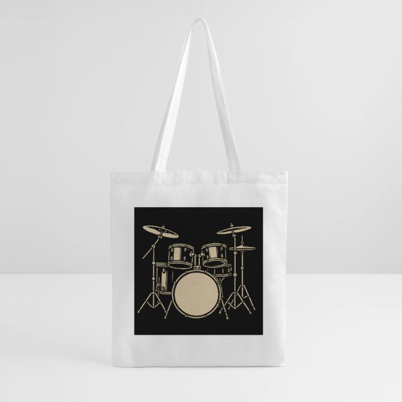 Schwarzsilbernes Drumset Illustration Stoffbeutel