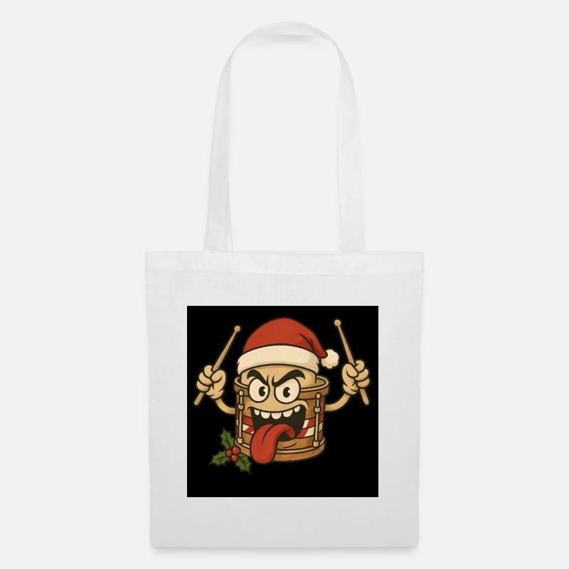 Christmas drum with a cheeky face - Tote Bag - white