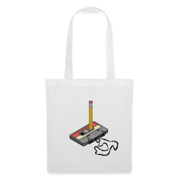 Nostalgia Retro Kassettenband Bleistift 2000 Vibes - Stoffbeutel - Weiß - Vorne