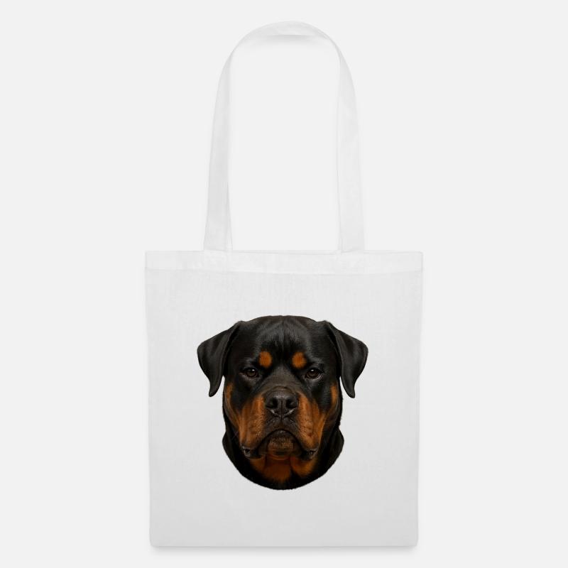 Rottweiler Gesichtsporträt - Stoffbeutel - Weiß