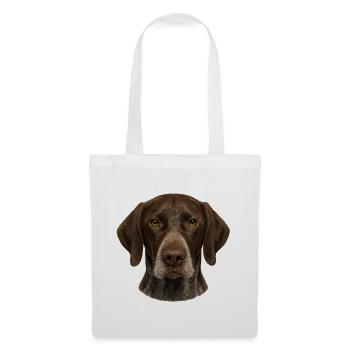Gros plan sur le visage du chien brun - Sac en tissu - blanc - Devant