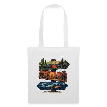 Adventure Signpost – Camping, Desert & Surf - Tote Bag - white - Front
