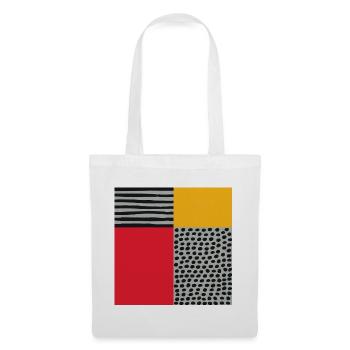 Scandi Art: Abstrakte Geometrie in Rot-Orange - Stoffbeutel - Weiß - Vorne