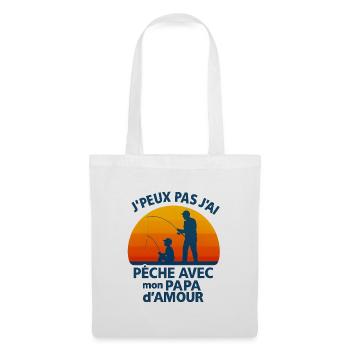 Père et fils pêche au coucher soleil - Sac en tissu - blanc - Devant