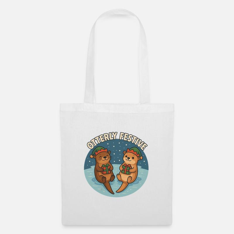 Otterfestliche Otter mit Geschenken - Stoffbeutel - Weiß