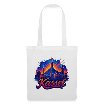 Kassel Stadt Silhouette strahlend Cassel Geschenk - Stoffbeutel - Weiß - Vorne