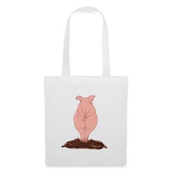 Pink pig from behind - Tote Bag - white - Front