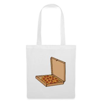 Pizza mit Pepperoni in einer Schachtel - Stoffbeutel - Weiß - Vorne