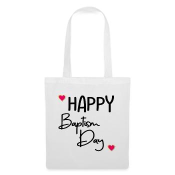 Joyeux jour du baptême - Sac en tissu - blanc - Devant
