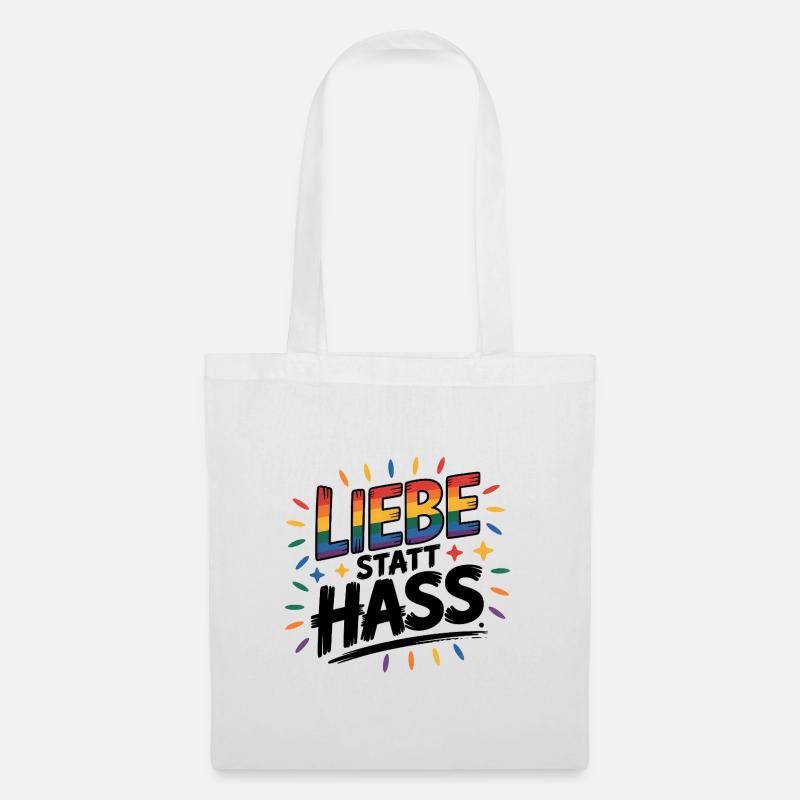 Liebe statt Hass - Cool Pride Logo - Stoffbeutel - Weiß